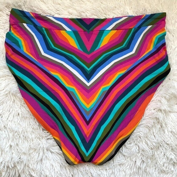 Trina Turk Womens Reversible Louvre High Waisted Swim Bottom Size 10 - Picture 4 of 8